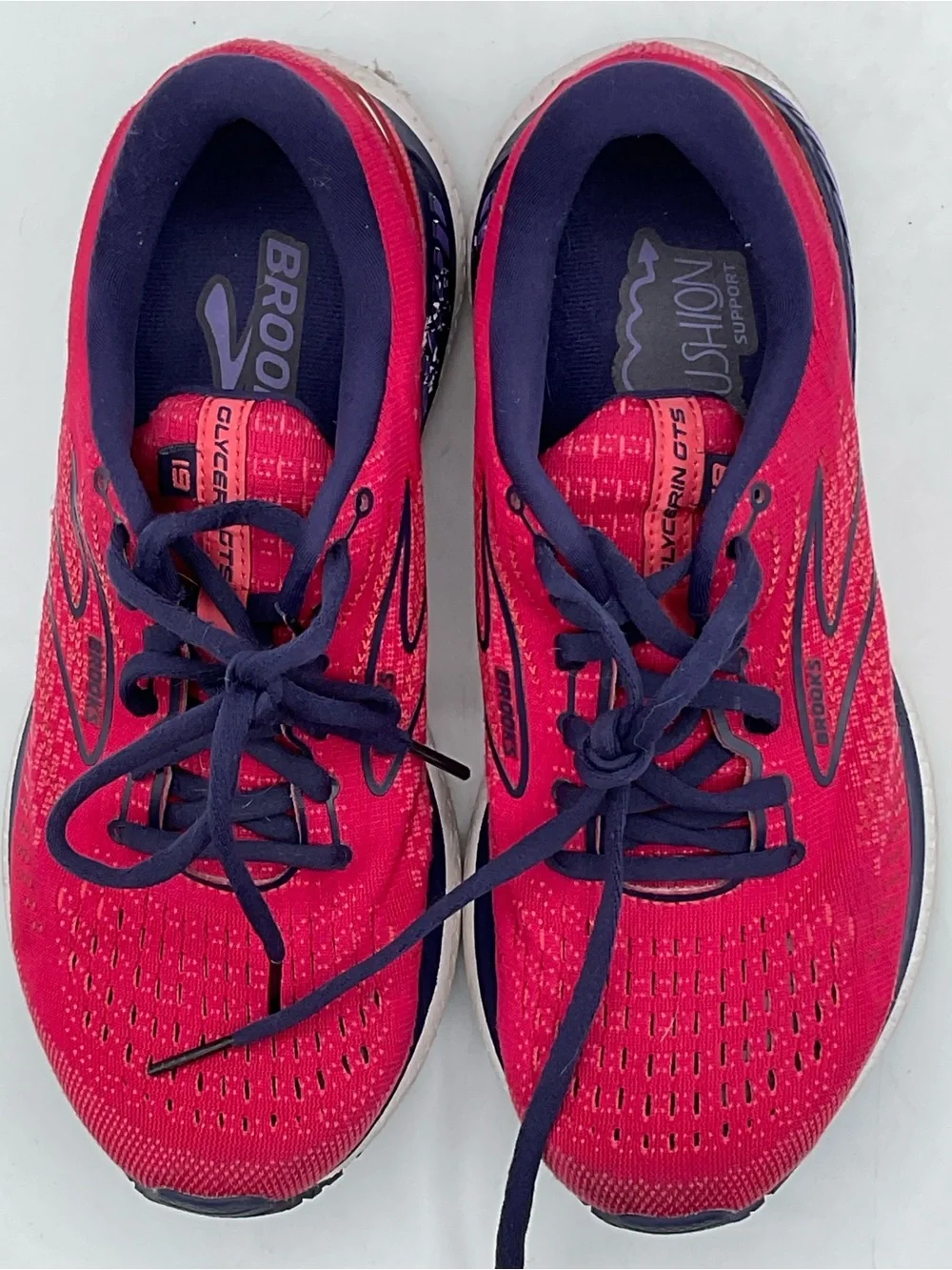 Brooks Glycerin GTS 20 Women’s Size 9 B Running Shoes Pink Navy Support